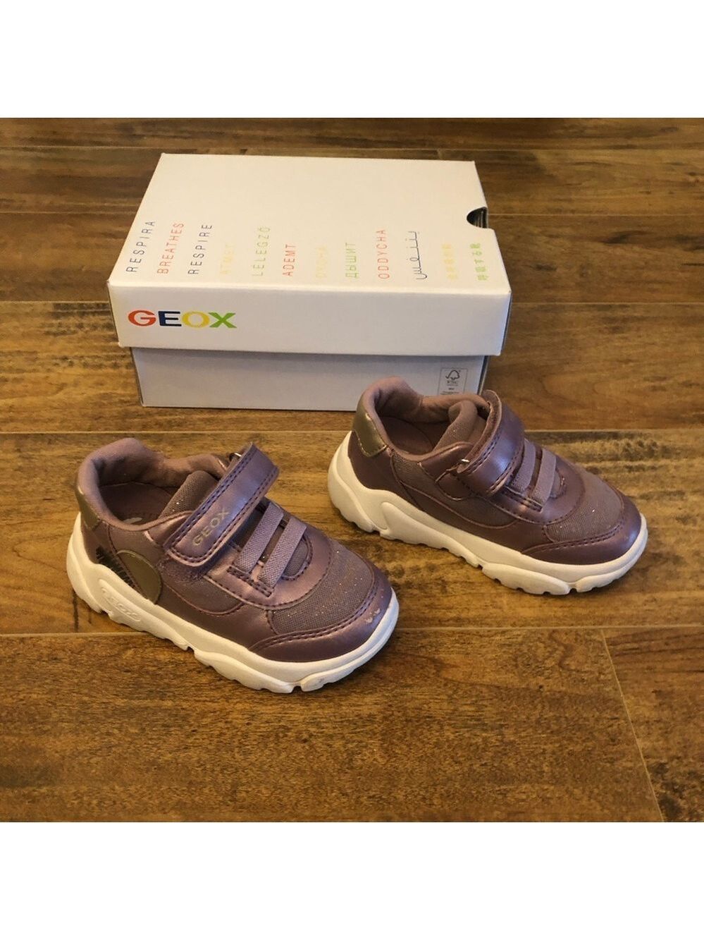Geox Baby Toddler Girl Ciufciuf Shoes Sneakers, Dark Pink Gold, US 7, EU 23 - Picture 8 of 12